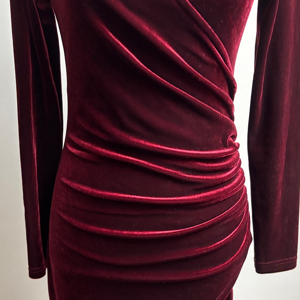SHEIN Burgundy Velvet Long Sleeve Dress - Picture 9 of 16